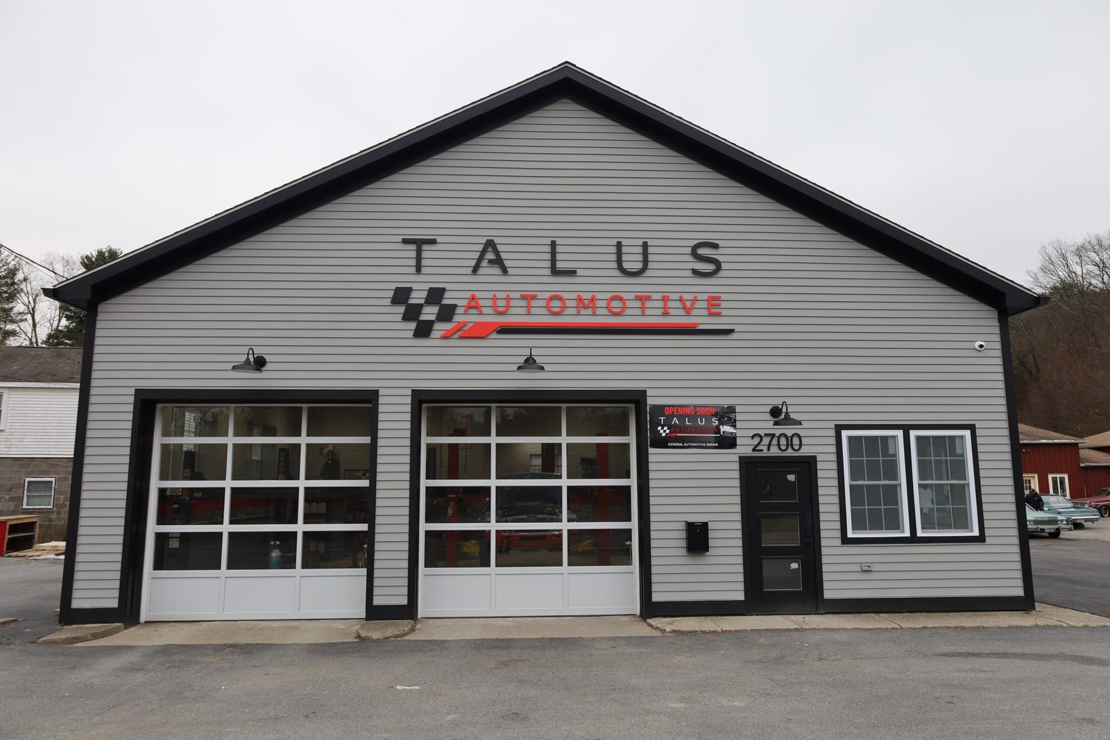 Full front of the Talus Automotive building at 2700 Route 199 in Pine Plains